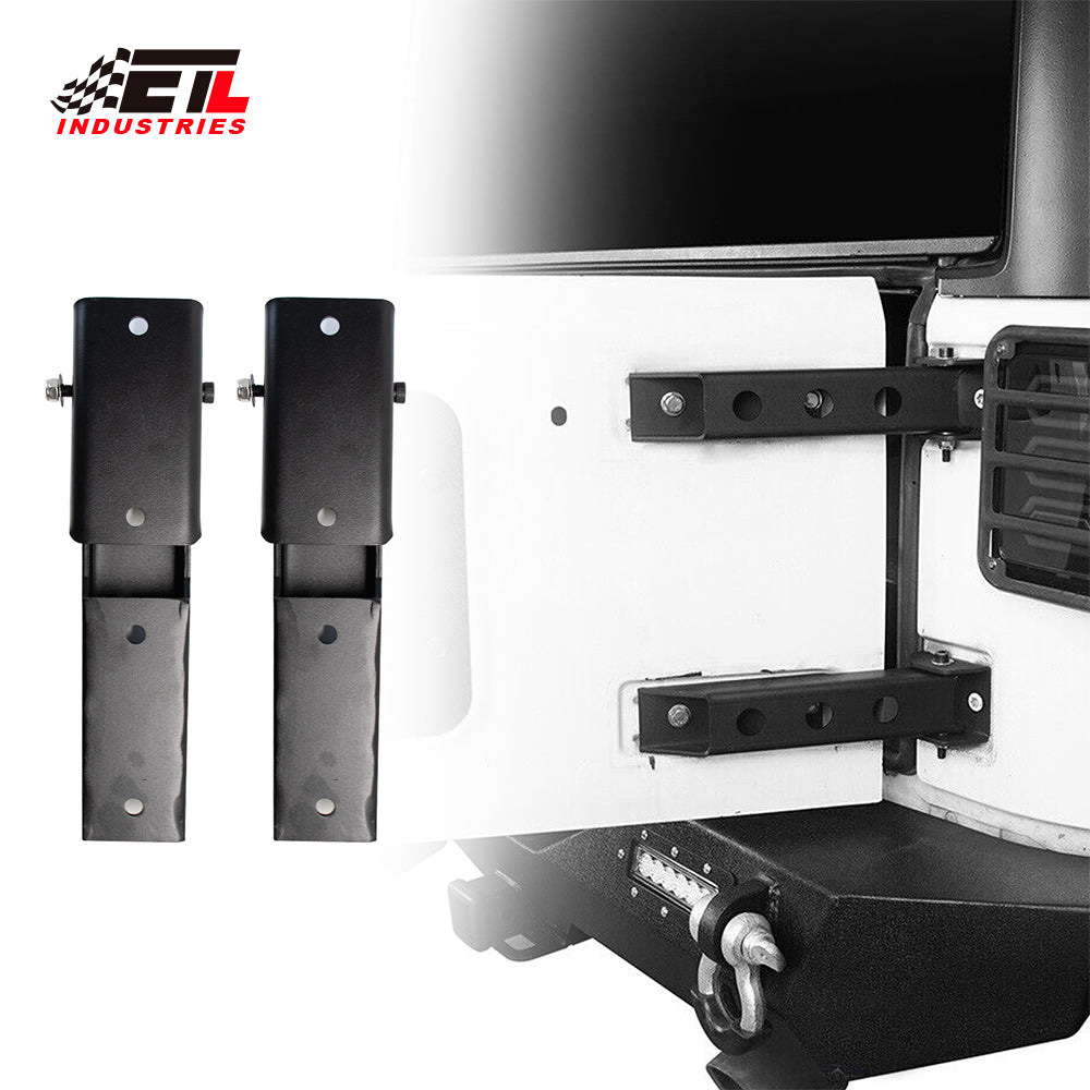ETL INDUSTRIES Steel Tailgate Hinge Set Reinforced Heavy Duty - Rear Door Hinges Tail Gate Hinge Cover Bracket Fits 1997-2006 for Jeep Wrangler TJ Unlimited 2/4 Door
