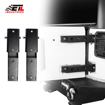 ETL INDUSTRIES Steel Tailgate Hinge Set Reinforced Heavy Duty - Rear Door Hinges Tail Gate Hinge Cover Bracket Fits 1997-2006 for Jeep Wrangler TJ Unlimited 2/4 Door