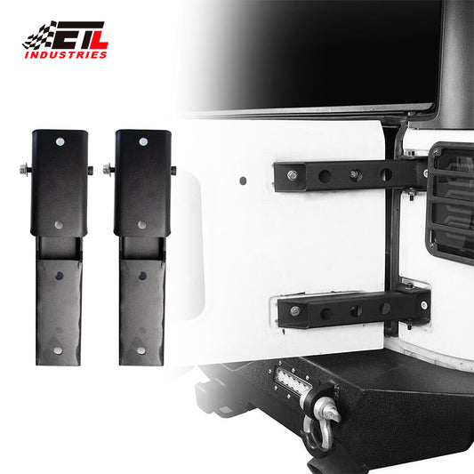 ETL INDUSTRIES Steel Tailgate Hinge Set Reinforced Heavy Duty - Rear Door Hinges Tail Gate Hinge Cover Bracket Fits 1997-2006 for Jeep Wrangler TJ Unlimited 2/4 Door