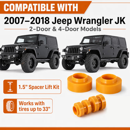 ETL INDUSTRIES 1.5" Lift Kit for Jeep JK 2007-2018 – 4Pcs Spacer Leveling Kit, Front & Rear