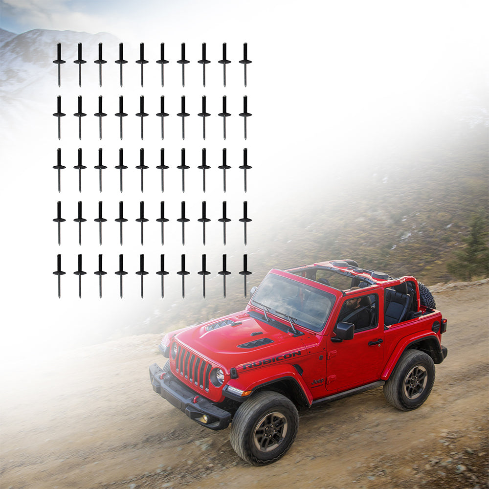 ETL INDUSTRIES 50Pcs Fender Flare Rivet Clips for Jeep JL/JT – Aluminum Fasteners with Nylon Grip