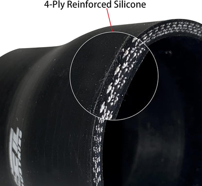 ETL INDUSTRIES 4IH ID to 5IH ID, 3IH Length Reducer Silicone Coupler Hose, 4-Ply Reinforced Universal Straight Silicone Reducer Pipe Intake and Intercooler Piping Black