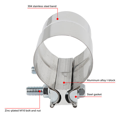 ETL INDUSTRIES 3 Inch Exhaust Clamp, Lap Joint Band Clamp 304 Stainless Steel, 1 Pc