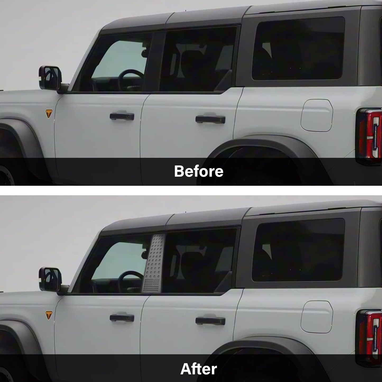 ETL INDUSTRIES American Flag Window Trim for Ford Bronco 2021-2025 4 Door – Aluminum Alloy Center Pillar Glass Panel Cover, Exterior Accessories