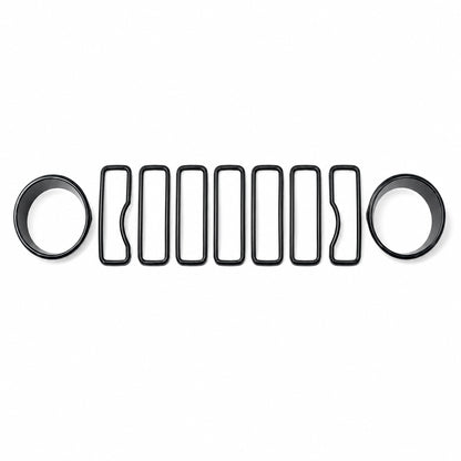 9PCS Grille Inserts for 2024-2026 Jeep Wrangler JL & Gladiator JT – Headlight Cover & Grille Trim Kit (NOT Sport/Sport S/Mojave)
