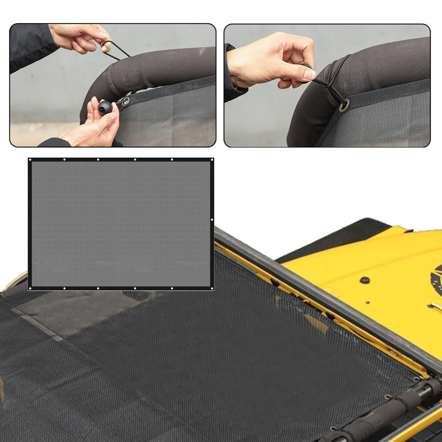ETL INDUSTRIES Mesh Sunshade Bikini Top for Jeep Wrangler TJ 1997-2006 2 Door Polyester Soft Top Cover UV Sun Protection Sun Shade Roof (Black)