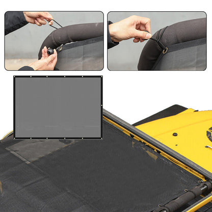 ETL INDUSTRIES Mesh Sunshade Bikini Top for Jeep Wrangler TJ 1997-2006 2 Door Polyester Soft Top Cover UV Sun Protection Sun Shade Roof (Black)