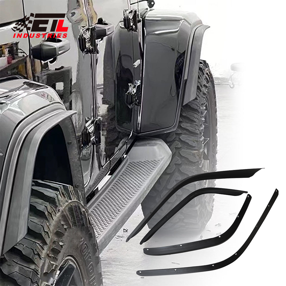 ETL INDUSTRIES Front & Rear Fender Flares Extensions Set Fits 2018-2023 for Jeep Wrangler JL JLU & JT Gladiator (Fit for Sahara Low Fenders)
