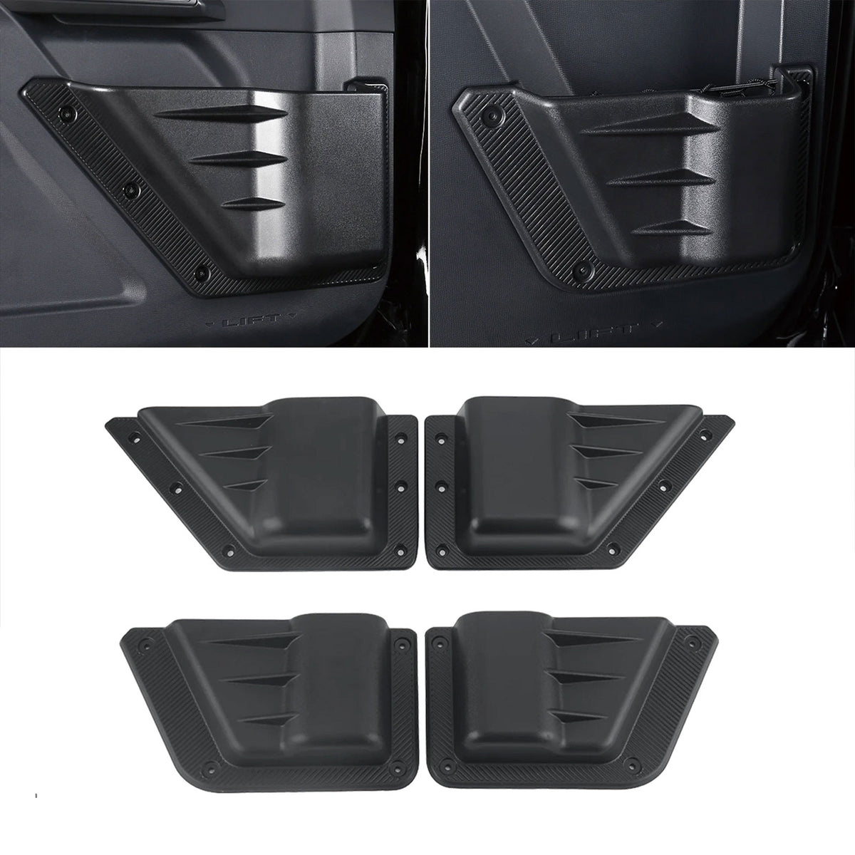 4PCS Front & Rear Door Storage Pockets with Cup Holder for Ford Bronco 2021-2024 4-Door – Drop-in Organizer