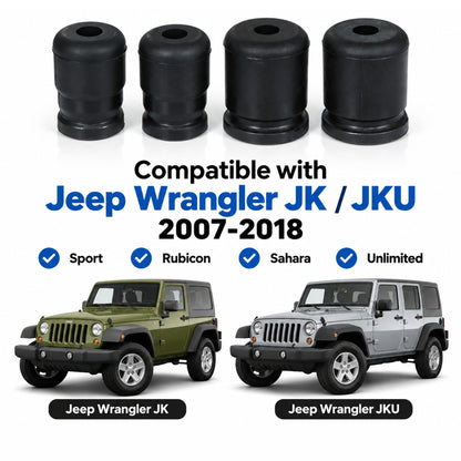 Bump Stop Kit for Jeep Wrangler JK/JKU 2007-2018 – 4PCS Polyurethane Front & Rear (Replaces 1-1303 & 1-1304)