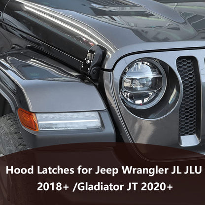 ETL INDUSTRIES Locking Hood Latches with Keys for 2018-2024 Jeep Wrangler JL/Gladiator JT Hood Latch Cover Catch Buckle Lock Kit with USA Flag