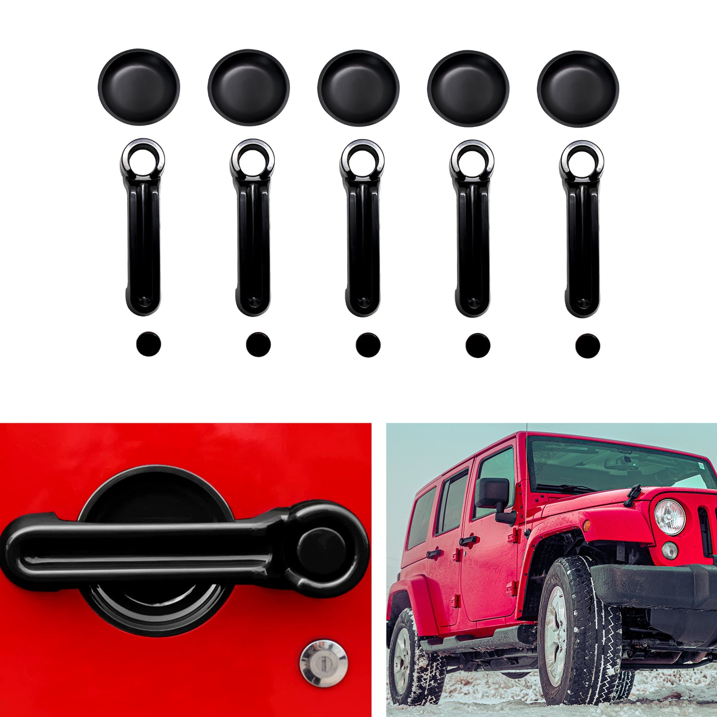 ETL INDUSTRIES 15PCS Door Handle Inserts Cover Kit & Tailgate Handle Cover & Door Handle Recess Guards for Jeep Wrangler JK JKU 2007-2017 Black Exterior Accessories