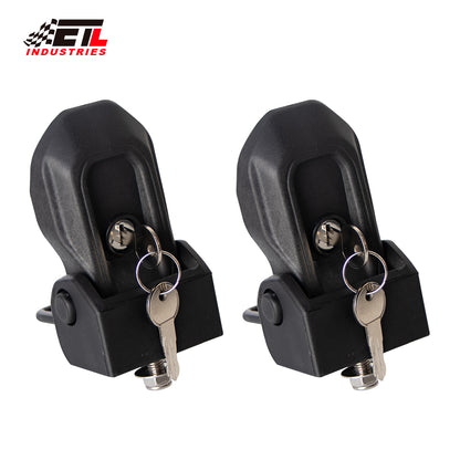ETL INDUSTRIES Locking Hood Latches with Keys Fits 2018 2019 2020 2021 2022 2023 2024 for Jeep Wrangler JL/Gladiator JT Anti-Theft Hood Latch Cover Catch Buckle Lock Kit Black (2PCS)