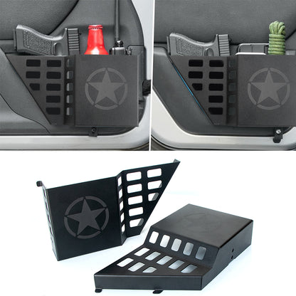 ETL INDUSTRIES Front & Rear Door Storage Box with Cup Holder for Jeep Wrangler JK JKU 2007-2018 – Metal Door Side Insert Organizer, No-Drill Installation