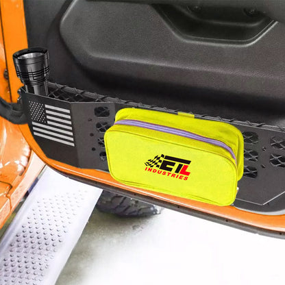 ETL INDUSTRIES Metal Front Door Storage Pockets For 2018-2024 Jeep Wrangler JL JLU 4XE & 2020-2024 Gladiator JT, Door Side Insert Organizer Tray Box (Not for Power Seats)
