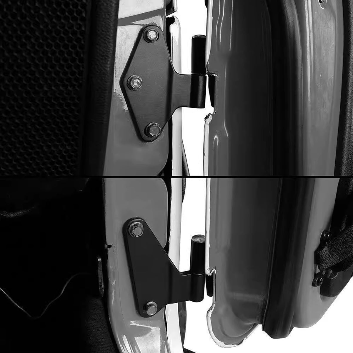 Door Hinge Kit for Jeep Wrangler JK/JKU 2007-2018 – 8Pcs Interior & Exterior Hinges (2-Door, Black)