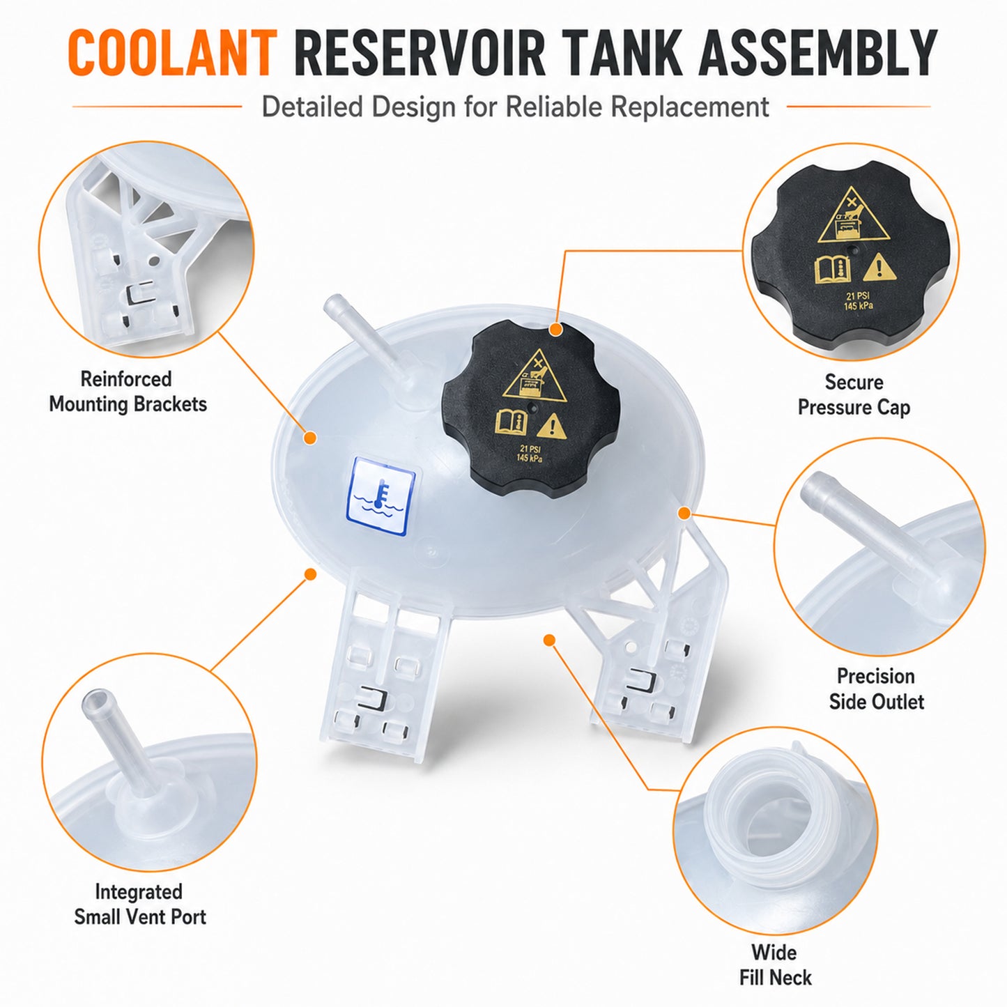 ETL INDUSTRIES Coolant Reservoir for Jeep Renegade Fiat 500X – Replaces 603-841, 2015-2018
