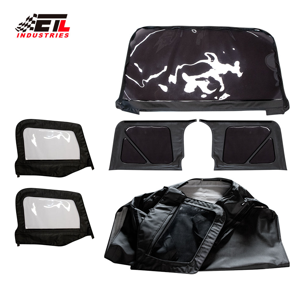 ETL INDUSTRIES Fabric Only Replacement Soft Top Black Diamond Sailcloth for Jeep Wrangler JK 4-Door 2010-2018 - Wrangler JK Soft Roof with Removable Side and Back Window JK Soft Top without Bracket