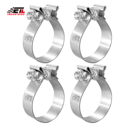 ETL INDUSTRIES 3 Inch Exhaust Clamp, Butt Joint Clamp Sleeve Coupler 304 Stainless Steel, 4 Pcs