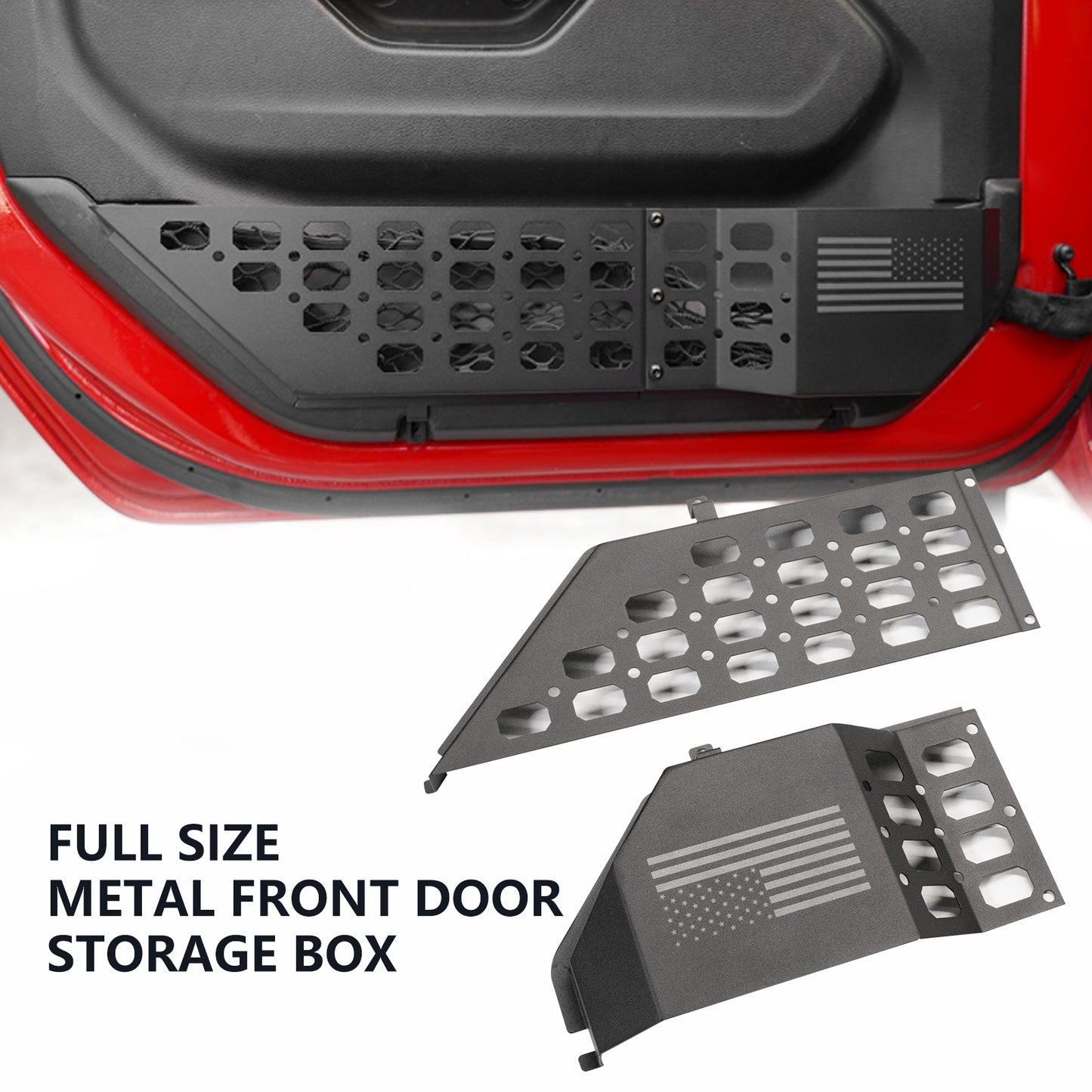 ETL INDUSTRIES Metal Front Door Storage Pockets For 2018-2024 Jeep Wrangler JL JLU 4XE & 2020-2024 Gladiator JT, Door Side Insert Organizer Tray Box (Not for Power Seats)
