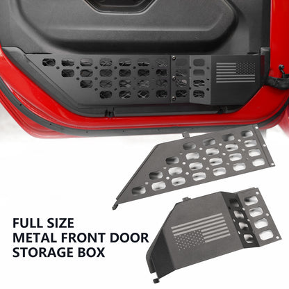 ETL INDUSTRIES Metal Front Door Storage Pockets For 2018-2024 Jeep Wrangler JL JLU 4XE & 2020-2024 Gladiator JT, Door Side Insert Organizer Tray Box (Not for Power Seats)