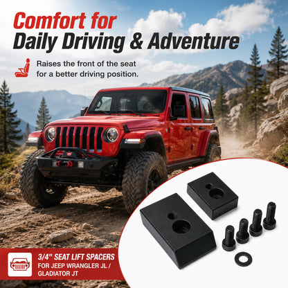 ETL INDUSTRIES Seat Riser Lift for Jeep JL/JT – 3/4" Front Seat Spacer, Tall Driver Comfort