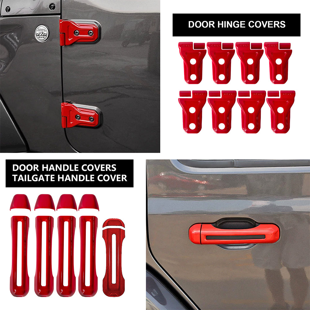 ETL INDUSTRIES 26PCS Exterior Decoration Trim Kit for 2018-2023 Jeep Wrangler JL JLU, Door Hinge Handle Tailgate Engine Hood Hinge Hood Latch Rear Window Wheel Eyebrow Side Air Outlet Cover