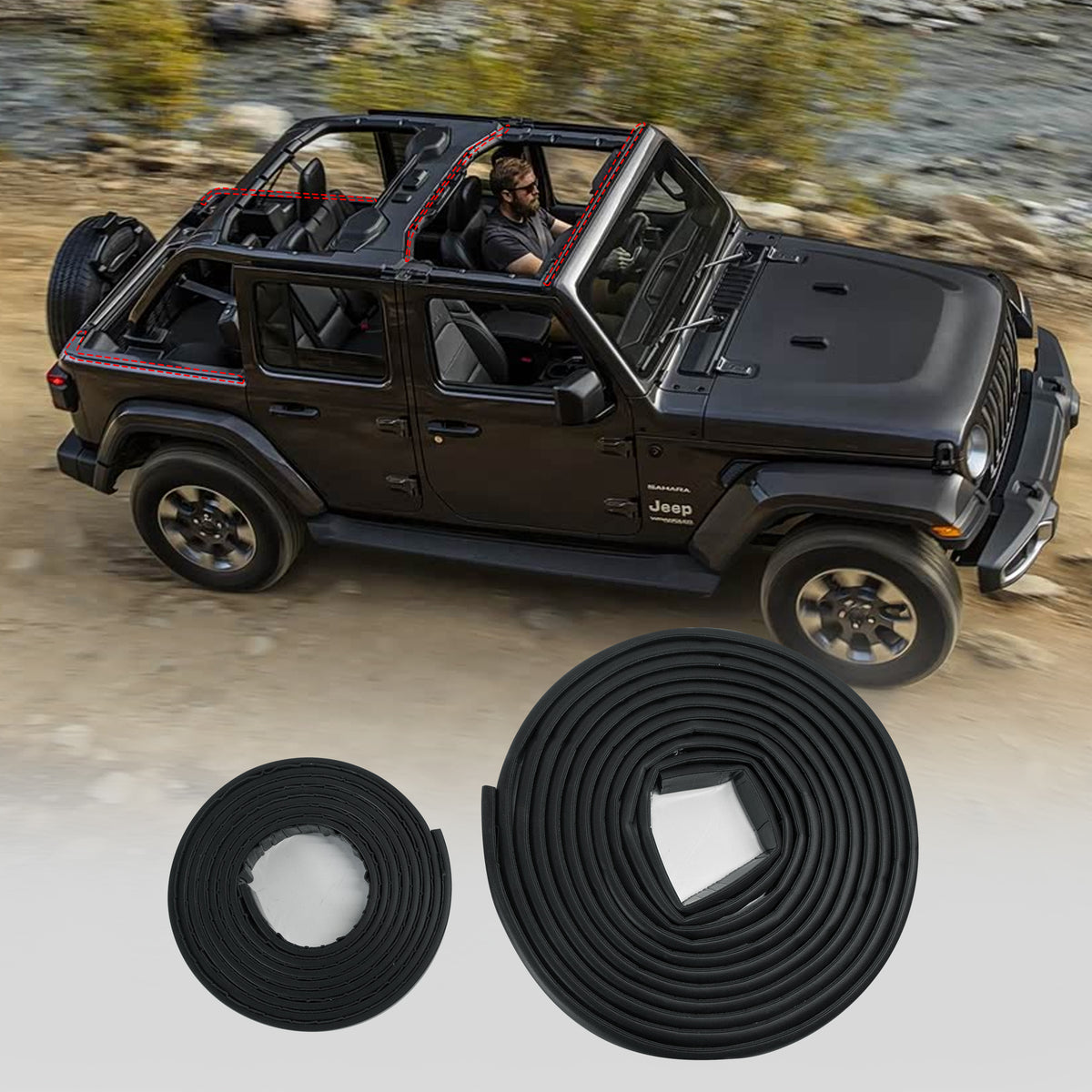 Hardtop Seal Kit for Jeep Wrangler JK/JL 4-Door & Gladiator JT – Weatherstrip Soundproof Rubber Sealing Strips