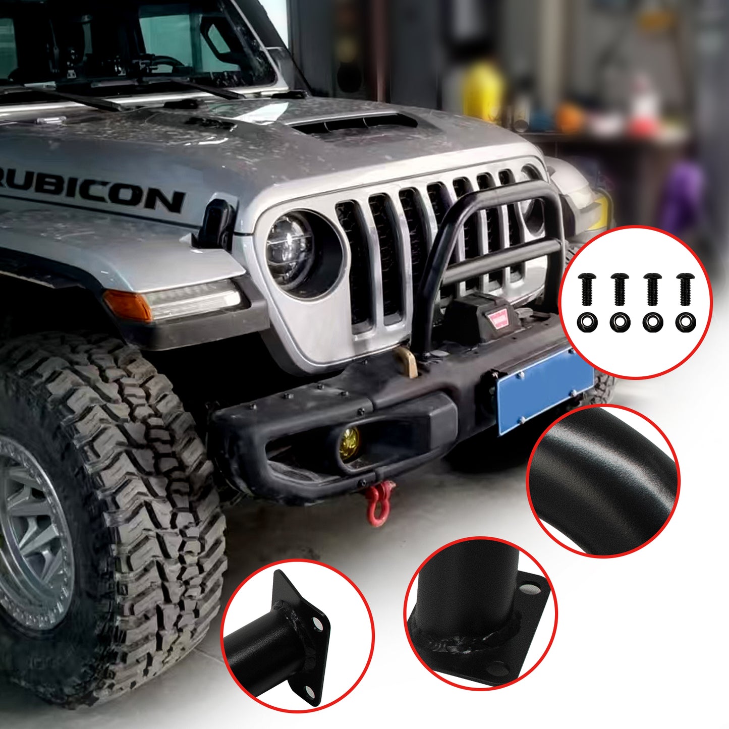ETL INDUSTRIES Front Steel Brush Guard Fits 2019-2023 for Jeep Gladiator JT & 2018-2023 for Jeep Wrangler JL JLU Rubicon Bumper Steel Bar Grille Brush Guard (high)