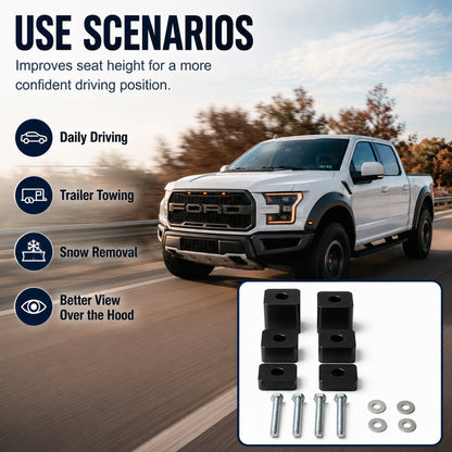 ETL INDUSTRIES Seat Spacers for Ford F150 F250 F350 2015+ – 3/4"-2.25" Adjustable Lift Kit for Front Seats