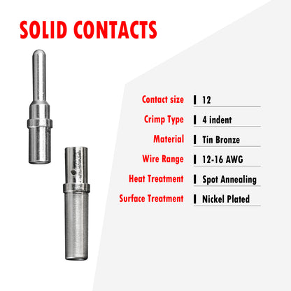 Deutsch DTP DTHD Connector Kit – 1 2 4 Pin, 12-16AWG Solid Pins, Waterproof, with Removal Tool (102 Pcs)