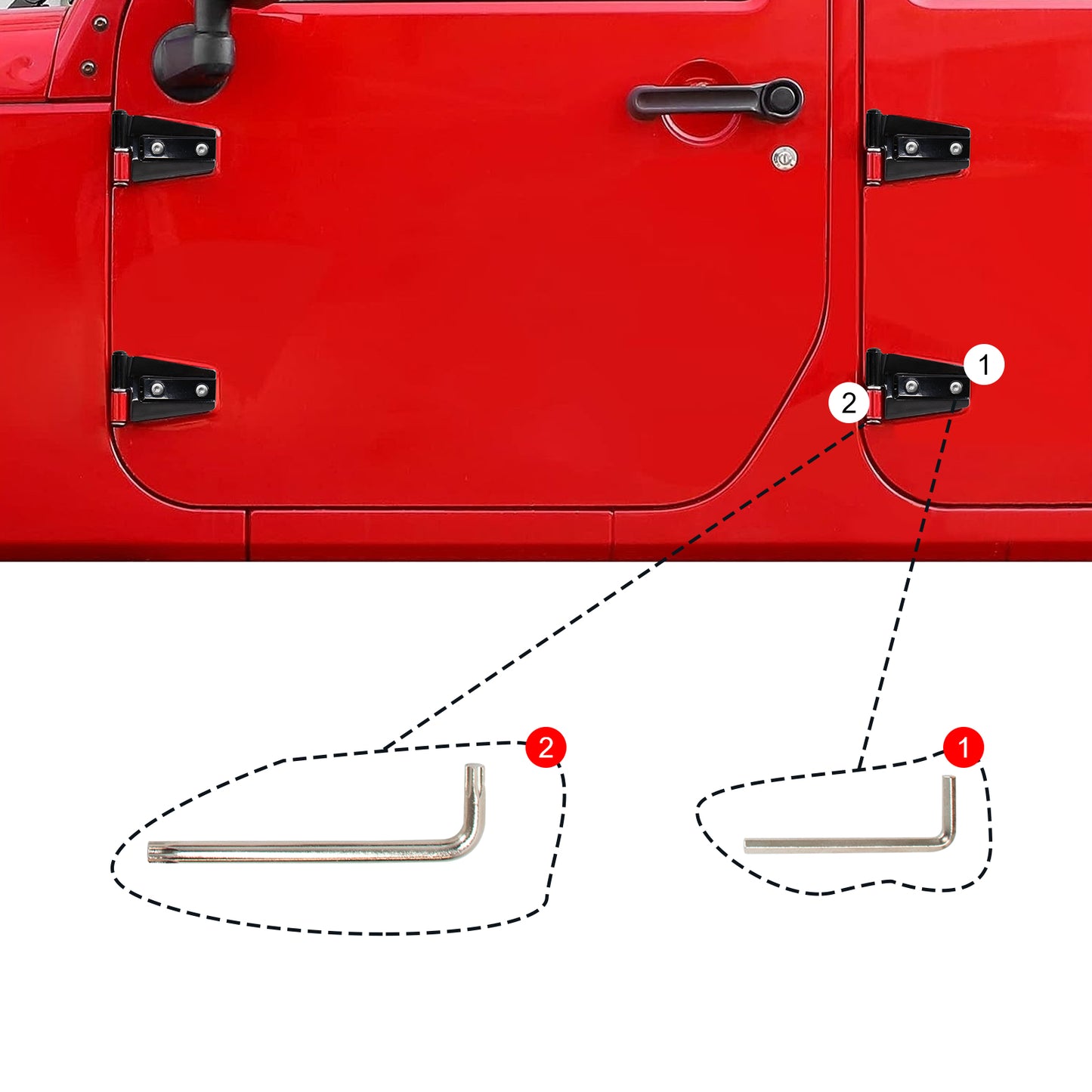 ETL INDUSTRIES Door Hinges Kit for Jeep Wrangler JK JKU 2007-2018 4 Door, Outside 4 Door Hinge