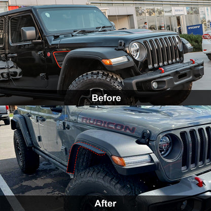 ETL INDUSTRIES Front & Rear Fender Flares Extensions Set Fits 2018-2024 for Jeep Wrangler JL JLU Unlimited Rubicon 2/4 Doors Wheel Fender Liner (Fit High Clearance Fender Flares)