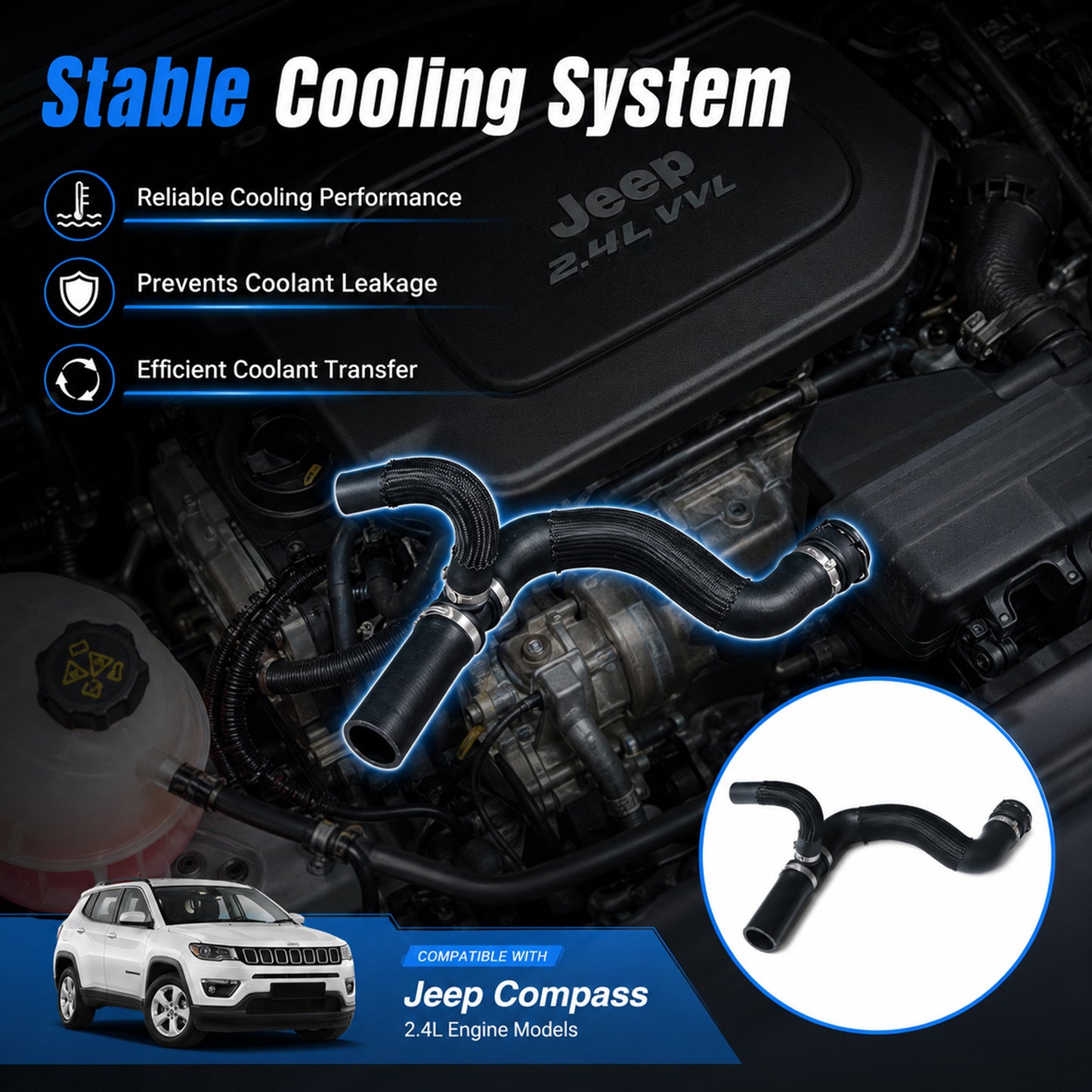ETL INDUSTRIES Coolant Hose for Jeep Compass 2017-2022 2.4L – Replaces 68297843AC