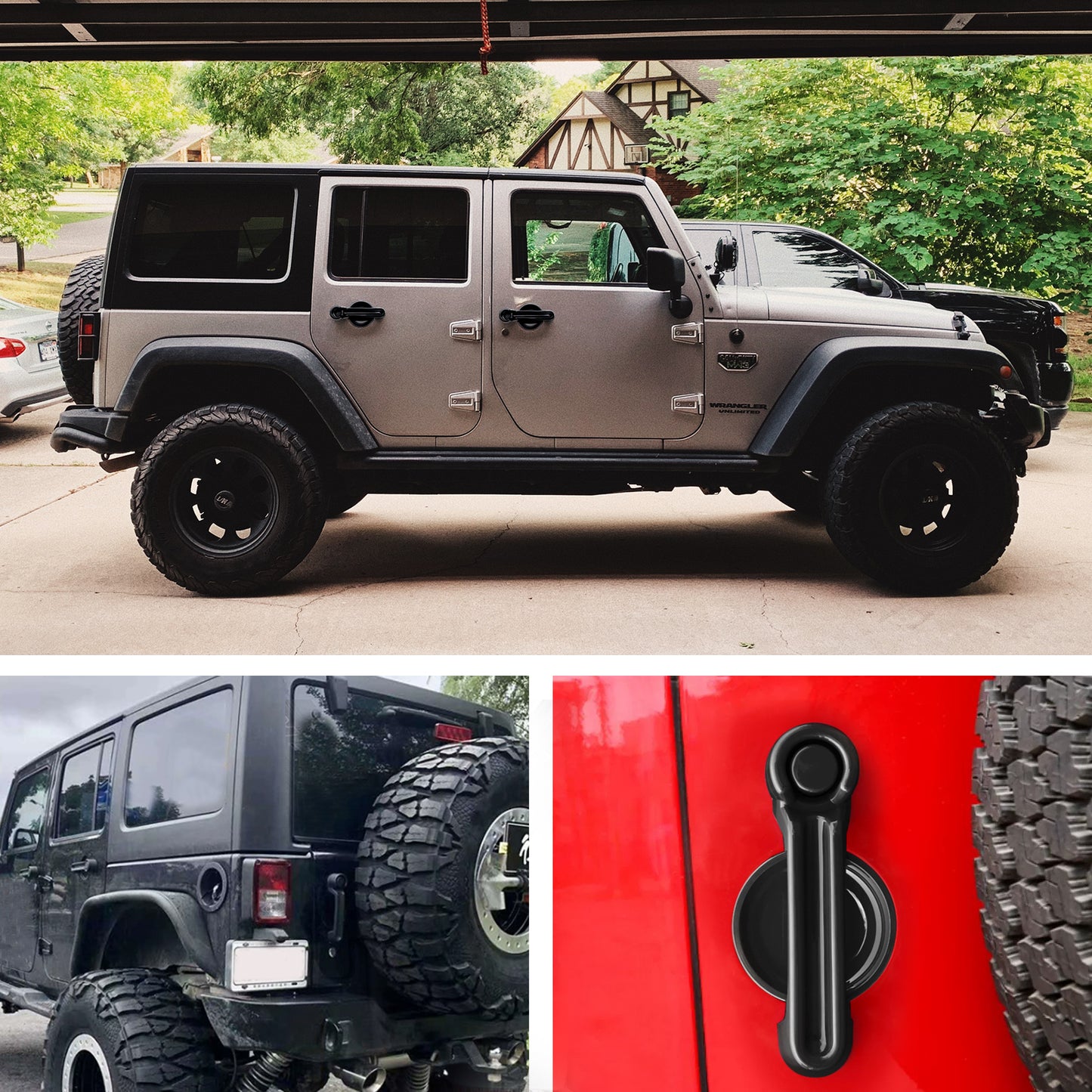 ETL INDUSTRIES 15PCS Door Handle Inserts Cover Kit & Tailgate Handle Cover & Door Handle Recess Guards for Jeep Wrangler JK JKU 2007-2017 Black Exterior Accessories