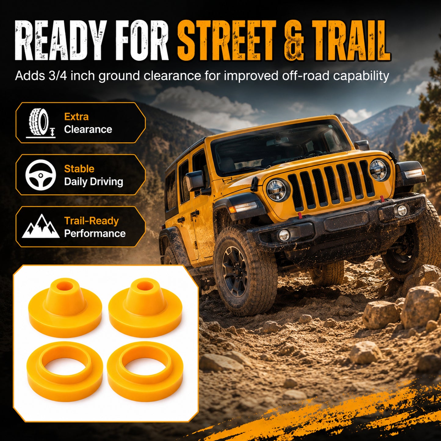 ETL INDUSTRIES 3/4" Lift Kit for Jeep JL 2018-2026 – 4Pcs Spacer Leveling Kit, Front & Rear