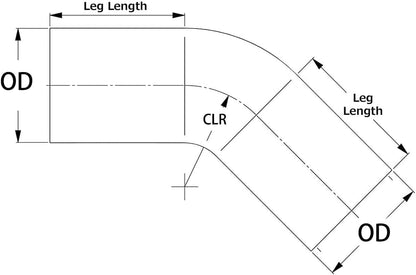 ETL INDUSTRIES OD 4IH (102mm), Leg Length 8IH (203mm) 45 Degree Aluminum Pipe, 4 Inch Intercooler Piping Universal Air Intake Elbow Tube