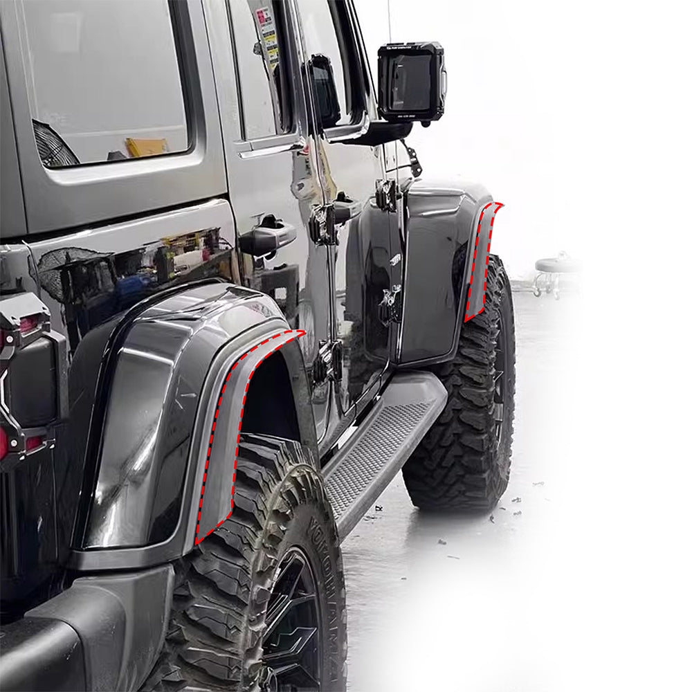 ETL INDUSTRIES Front & Rear Fender Flares Extensions Set Fits 2019-2024 for Jeep Gladiator JT 2/4 Doors Wheel Fender Liner (Fit for JT Low Clearance Fender Flares)