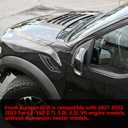 ETL INDUSTRIES Front Bumper Grille, Guards Pads & License Plate Frame Bracket Kit Compatible with Ford F-150 2021-2023 Lower Center Cover Spacer Panel, ML3Z17B968BB ML3Z17B968BA