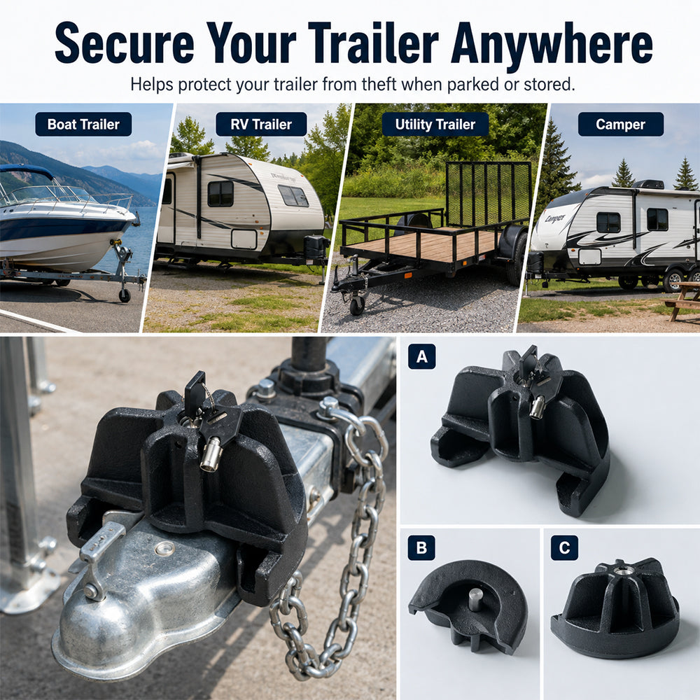 Proven Locks S175 Trailer Coupler Lock – 2 5/16-Inch Heavy Duty Anti-Theft Hitch Lock for Trailer, Boat & RV