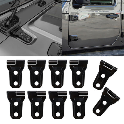 ETL INDUSTRIES Door Hinge Cover & Engine Hood Hinge Cover Trim Exterior Accessories for 2018-2023 Jeep Wrangler JL JLU Sport Sahara Freedom Rubicon Unlimited Gladiator JT 2 Door 4 Door, 10Pcs