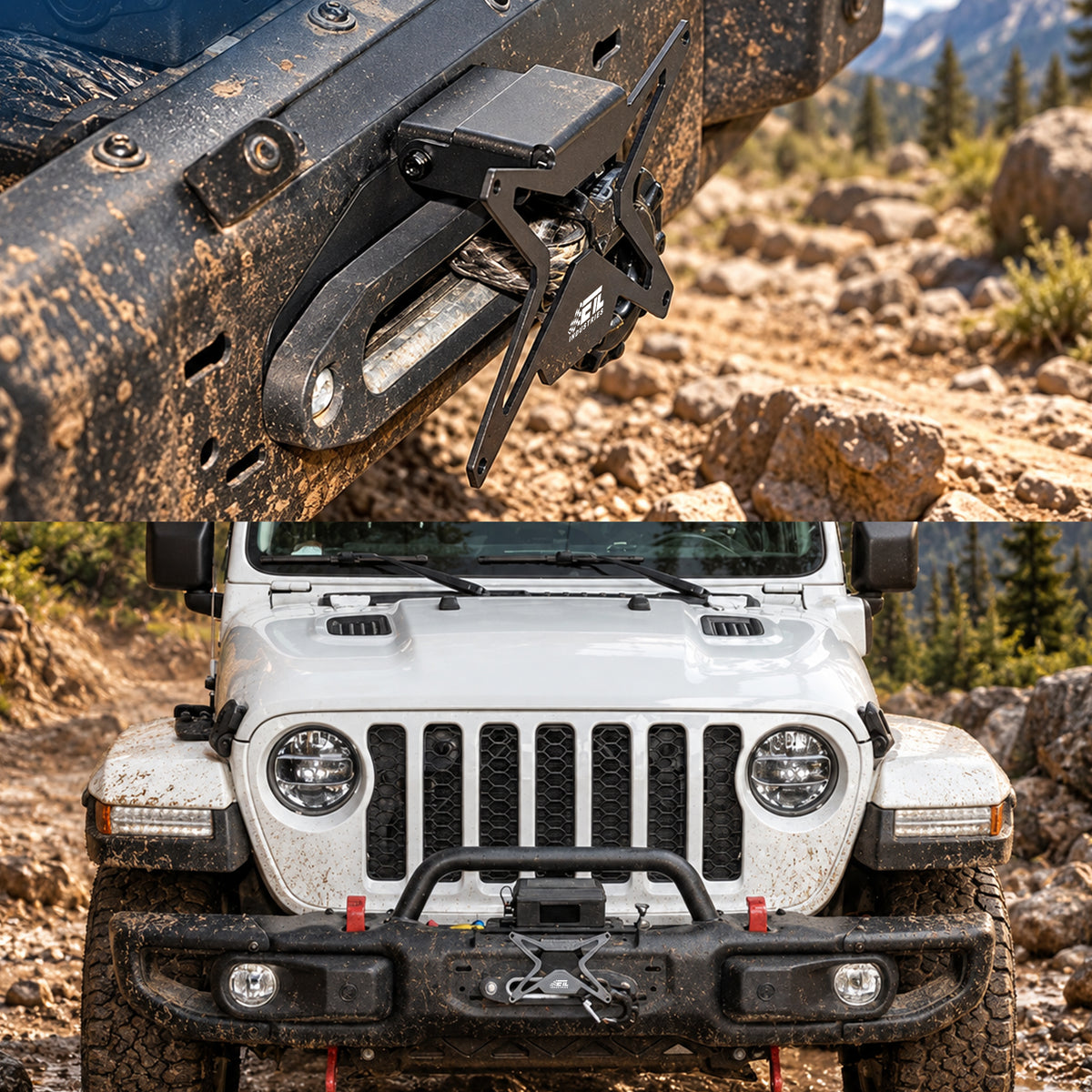 Universal Flip-Up License Plate Mount for 10" Hawse Fairlead – Heavy Duty Winch Bracket