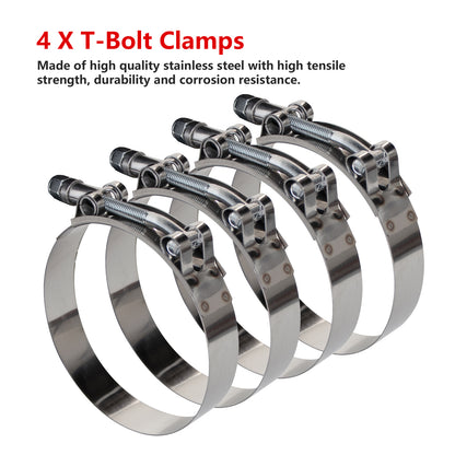 ETL INDUSTRIES 3IH X 6IH Silicone CAC Charge Air Cooler Hump Hose Boot Set, 4-Ply Reinforced Universal Silicone Cac Hose with Stainless Steel Clamp