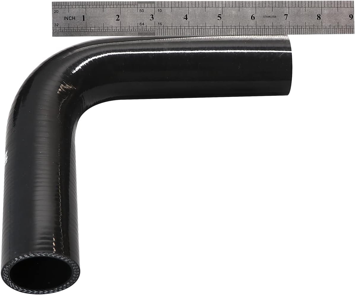 ETL INDUSTRIES 4IH ID, 8IH Leg Length 90 Degree Elbow Silicone Coupler Hose, 4-Ply Reinforced Universal Silicone Pipe Hose Turbo Intake Tube Intercooler Piping Black