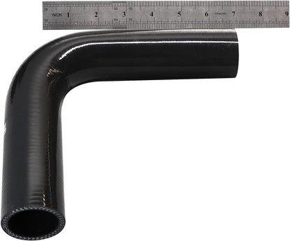 ETL INDUSTRIES 4IH ID, 8IH Leg Length 90 Degree Elbow Silicone Coupler Hose, 4-Ply Reinforced Universal Silicone Pipe Hose Turbo Intake Tube Intercooler Piping Black