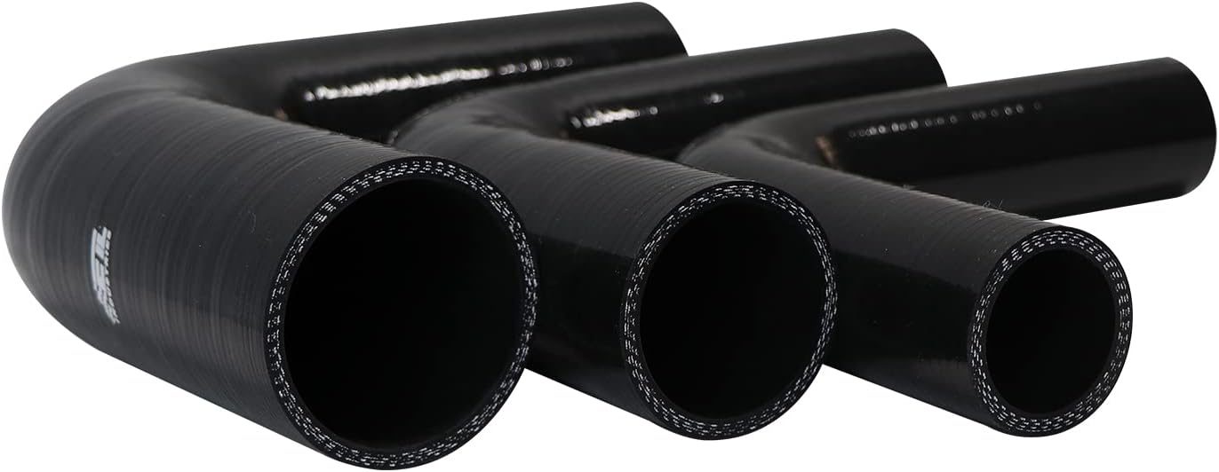 ETL INDUSTRIES 4IH ID, 8IH Leg Length 90 Degree Elbow Silicone Coupler Hose, 4-Ply Reinforced Universal Silicone Pipe Hose Turbo Intake Tube Intercooler Piping Black