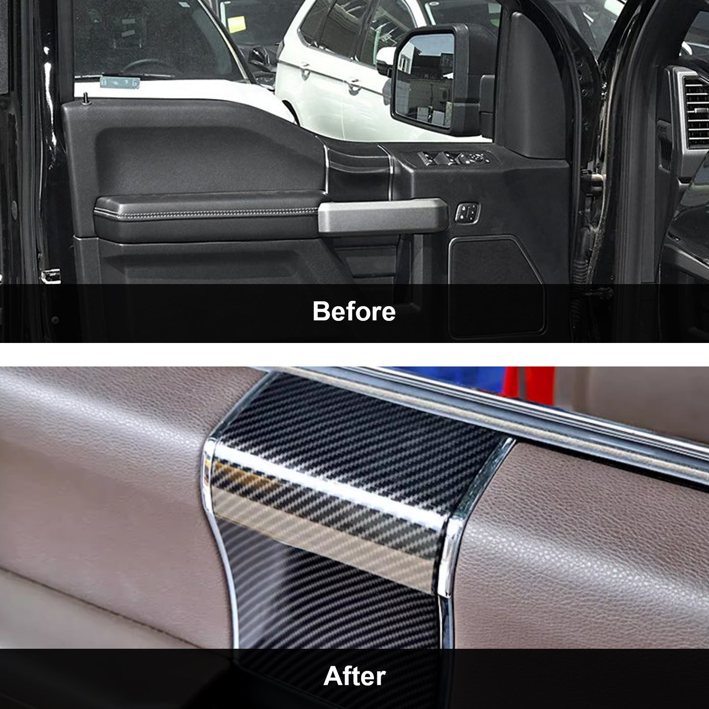 ETL INDUSTRIES Interior Door Handle Cover Set with Door Panel Cover for Ford F150 2015-2020, 8 PCS