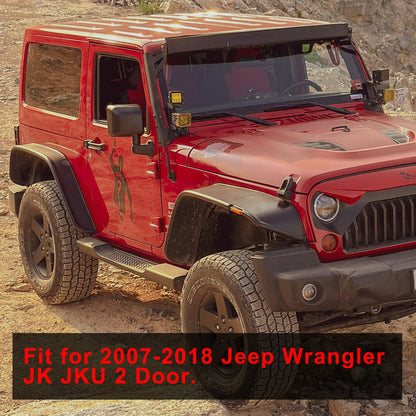 Door Hinge Kit for Jeep Wrangler JK/JKU 2007-2018 – 8Pcs Interior & Exterior Hinges (2-Door, Black)