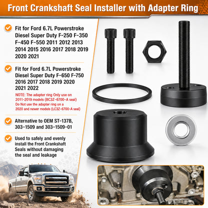 ETL INDUSTRIES Crankshaft Seal Tool Kit for Ford 6.7L Powerstroke – Front & Rear Remover Installer Set, 4-Piece