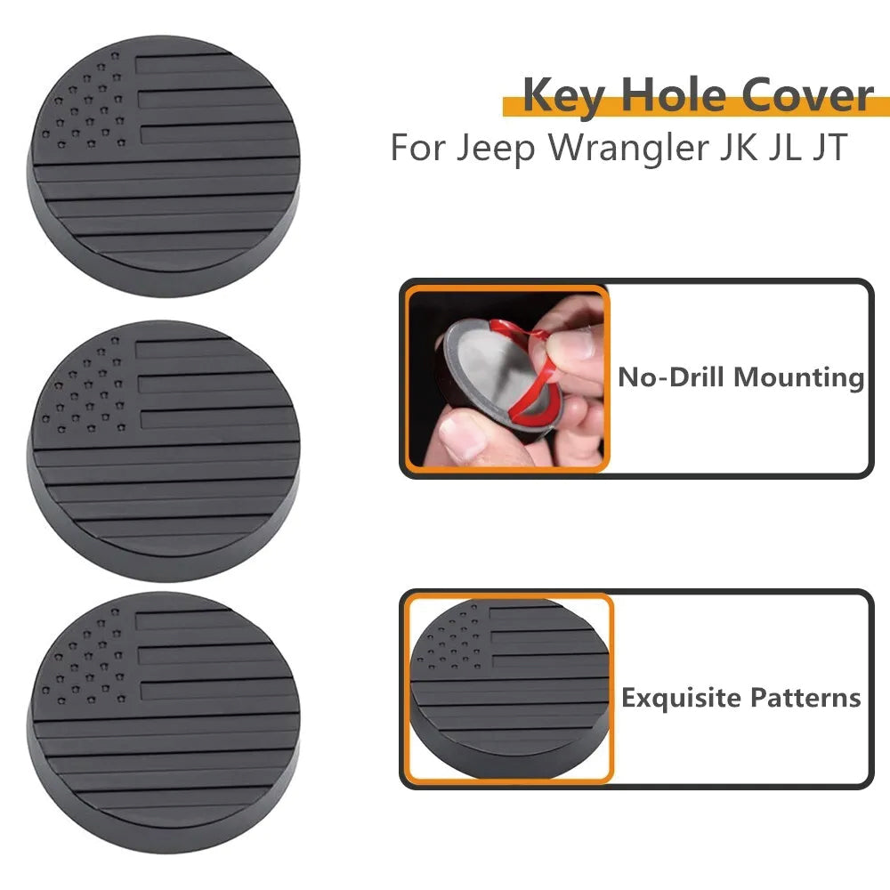ETL INDUSTRIES Keyhole Covers Door Lock Protection for Jeep Wrangler TJ JK JL Gladiator JT 1997-2024 Exterior Accessories